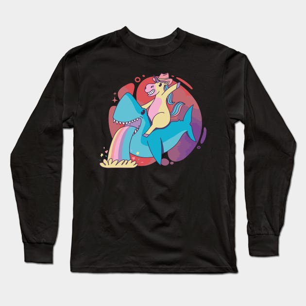 Shark rider horse Long Sleeve T-Shirt by Catfactory